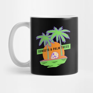 Sunsets And Palm Trees Skeleton Beach Party Mug